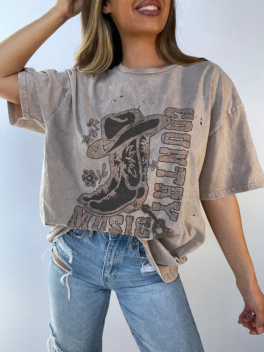 Country Music Distressed Graphic Tee | Willow Boutique