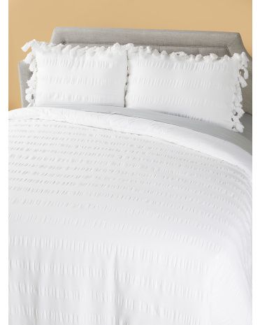 3pc Striped Comforter Set With Tasseled Edges | HomeGoods