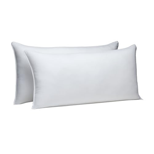 Amazon Basics Down-Alternative Pillows for Stomach and Back Sleepers, Soft Density, 20 x 36 inches, 2-Pack, White | Amazon (US)