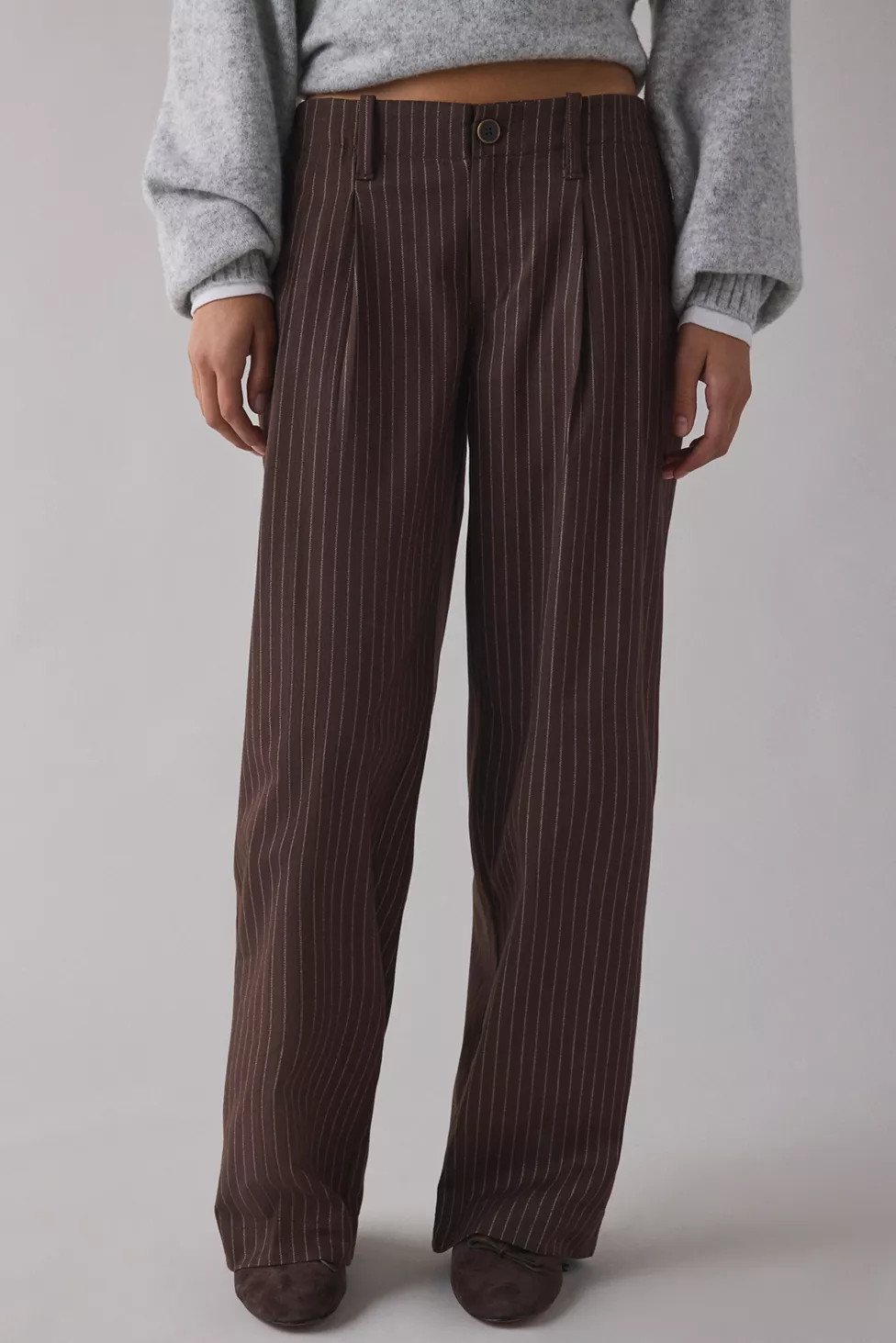 UO Cozy Twill Pleated Wide Leg Trouser | Urban Outfitters (US and RoW)