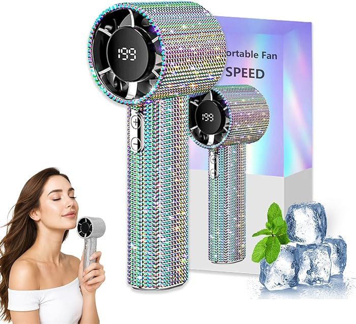 DDRIC Diamond Portable Fan, Portable Handheld Turbo Fan - Fashion Full Diamond, 1800mAh Mini Pers... | Amazon (US)