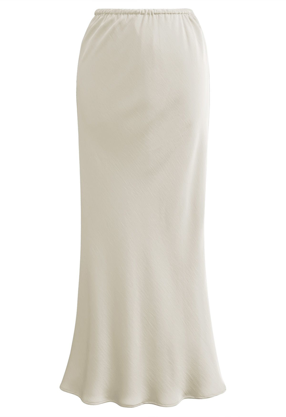 Texture Satin Drawstring Maxi Skirt in Ivory | Chicwish