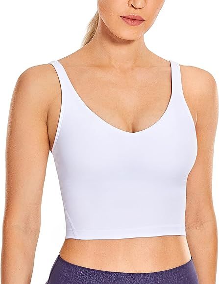 CRZ YOGA Women's Longline Sports Bra Wirefree Padded Yoga Bras Workout Running Crop Tank Tops | Amazon (US)