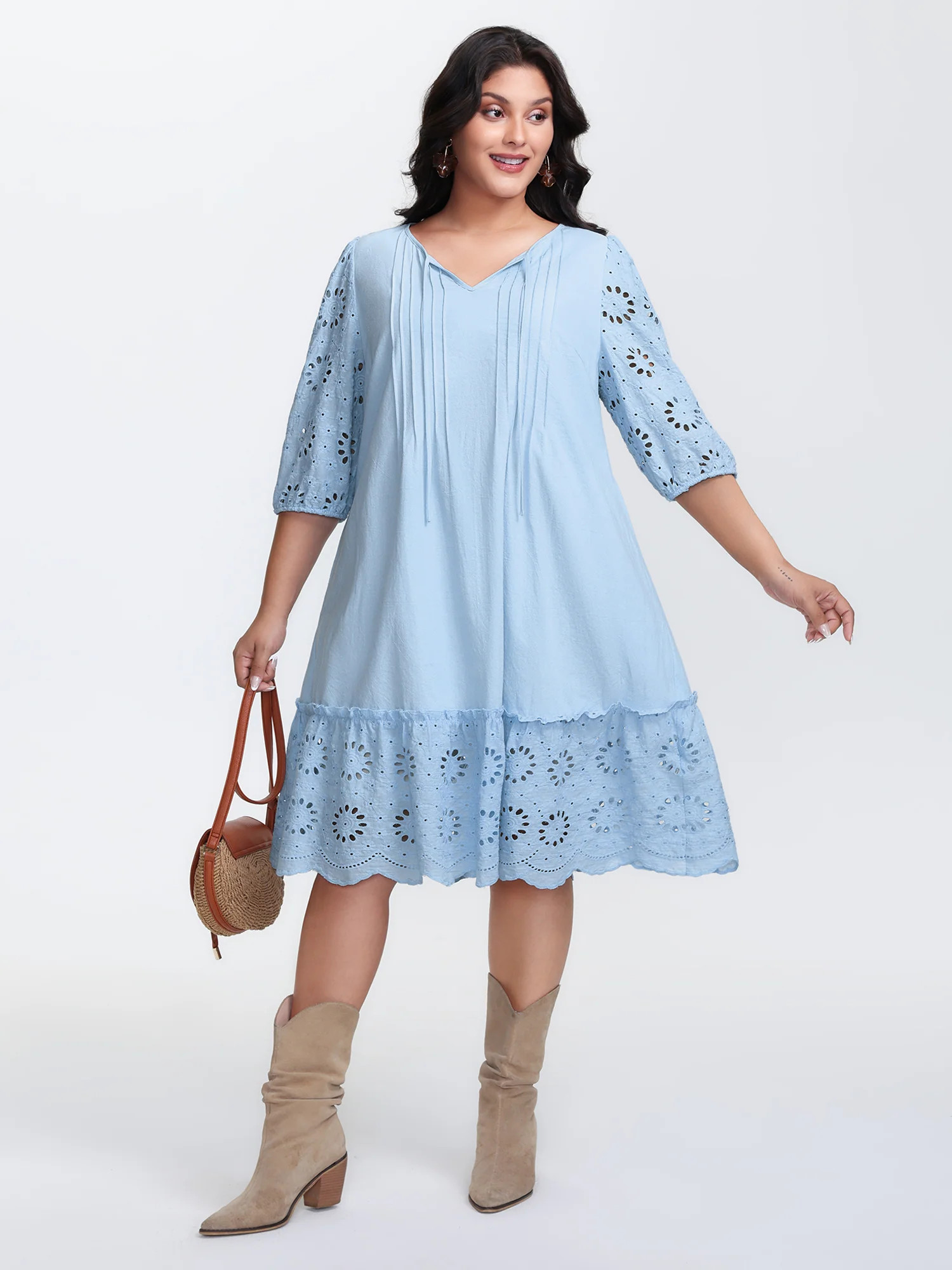 Pure Cotton Cut-Out Detail Midi Dress | Bloomchic