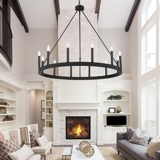 Acroma 12 Light 40 In Modern Farmhouse Wagon Wheel Chandelier | Bed Bath & Beyond
