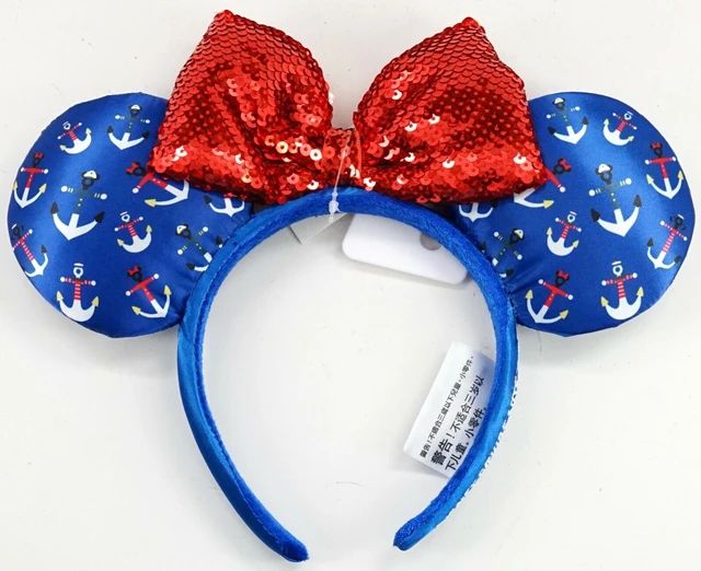 New Cruise Line Character Anchors Red Sequined Bow Minnie Ears Headband | AliExpress (US)
