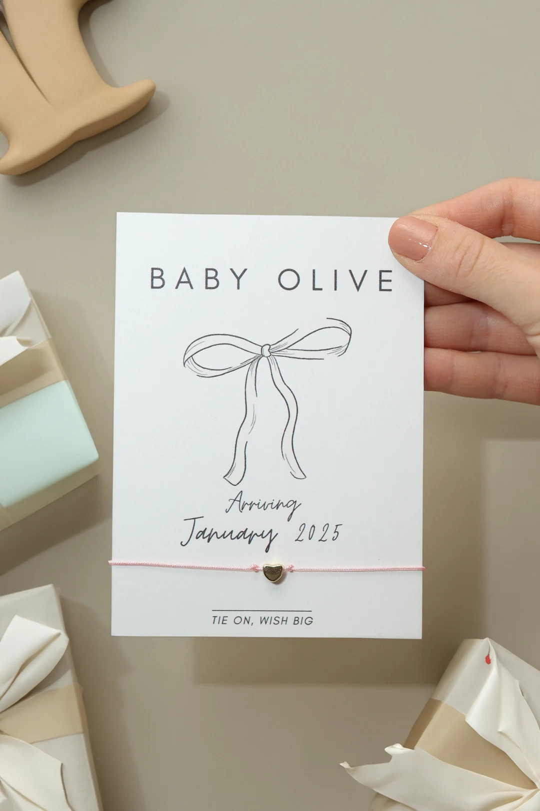 Personalized Baby Shower Party Favor, Coquette Baby Shower Party Favor, Aesthetic Bracelet Card P... | Etsy (US)