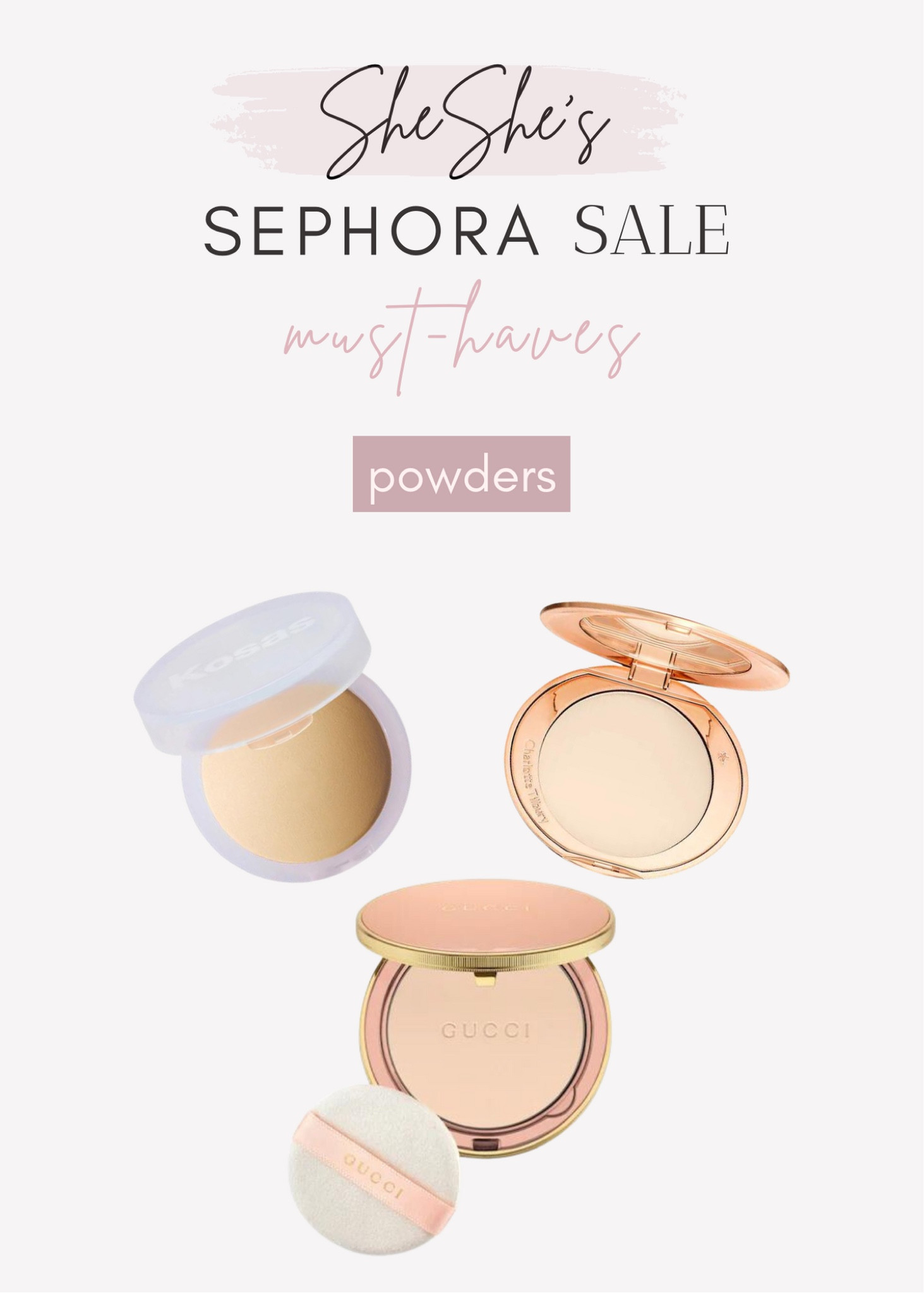 @sephora sale @kosas @gucci Do you need to refresh your powder? Throw away old powder so it doesn’t contaminate your face. #powder #facepowder #settingpowder #noshine #charlottetolnury #sephora #under50 #gucci #kosas

#LTKbeauty #LTKsalealert #LTKunder100