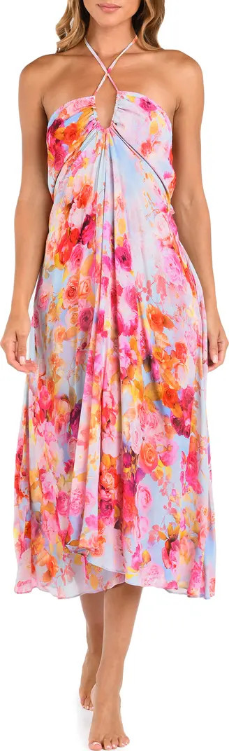 L'AGENCE Cheri Soft Cloud Floral Cover-Up Halter Dress | Nordstrom | Nordstrom