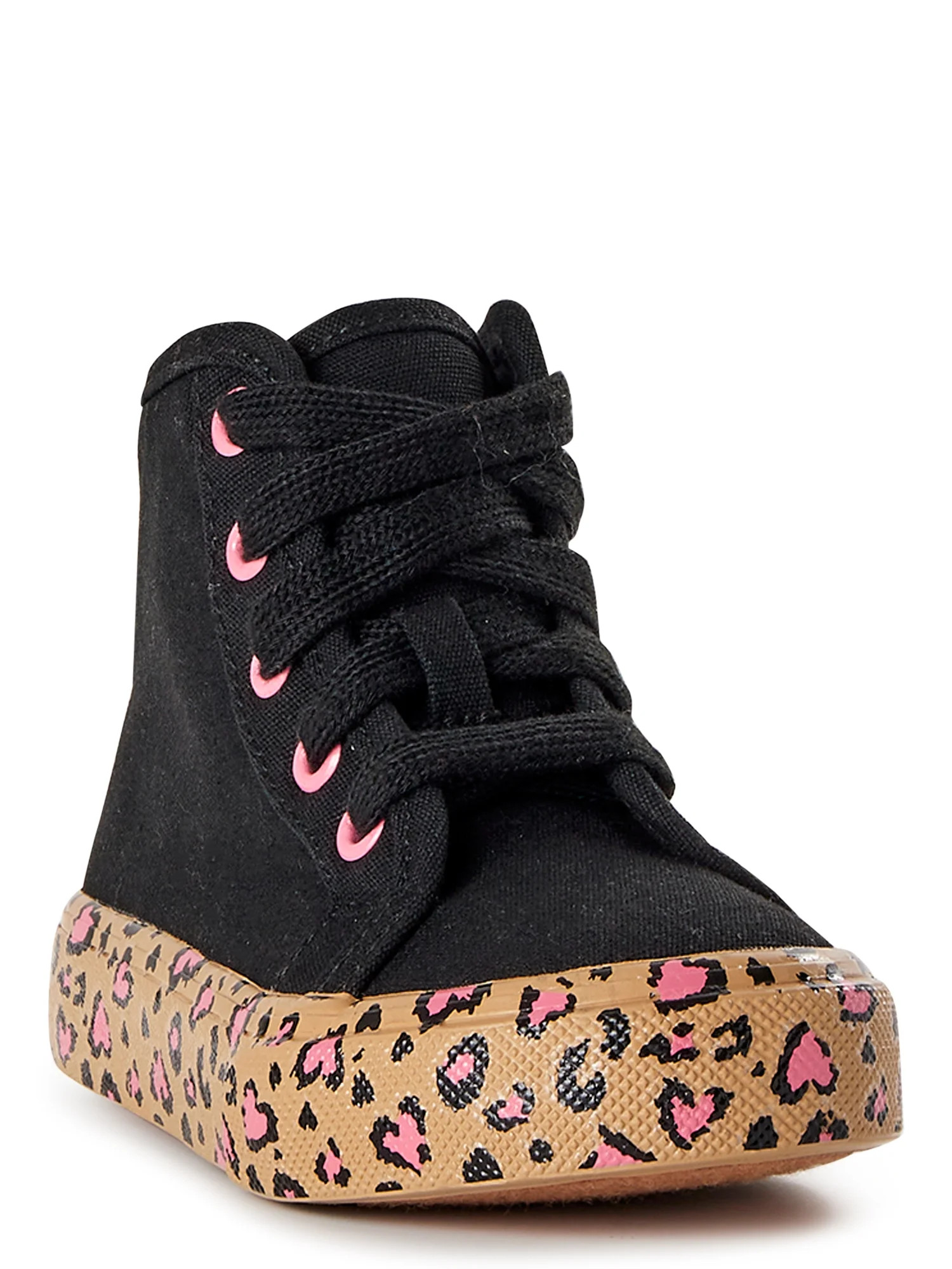 Wonder Nation Toddler Girl Casual Black Leopard High Top Sneaker, Sizes 7-12 | Walmart (US)