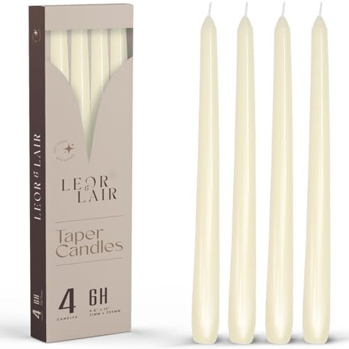 Leor & Lair Ivory Taper Candles - 4 Pack 10" Ivory Candlesticks - Unscented Cream Candle Sticks for Home Decoration, Holiday Tables, Weddings, Restaurants & Business Events | Amazon (US)