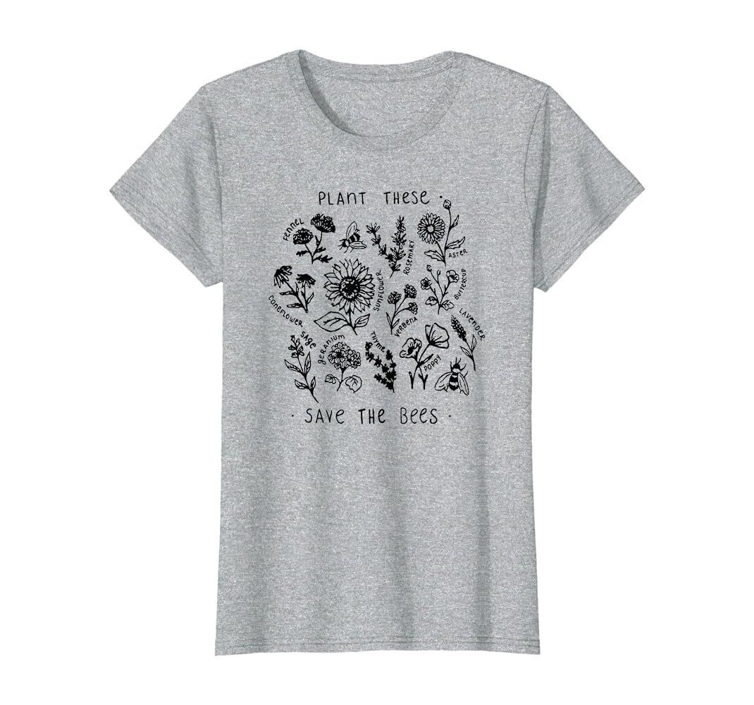 Plant These Save The Bees Shirt Flowers T Shirt T-Shirt | Amazon (US)