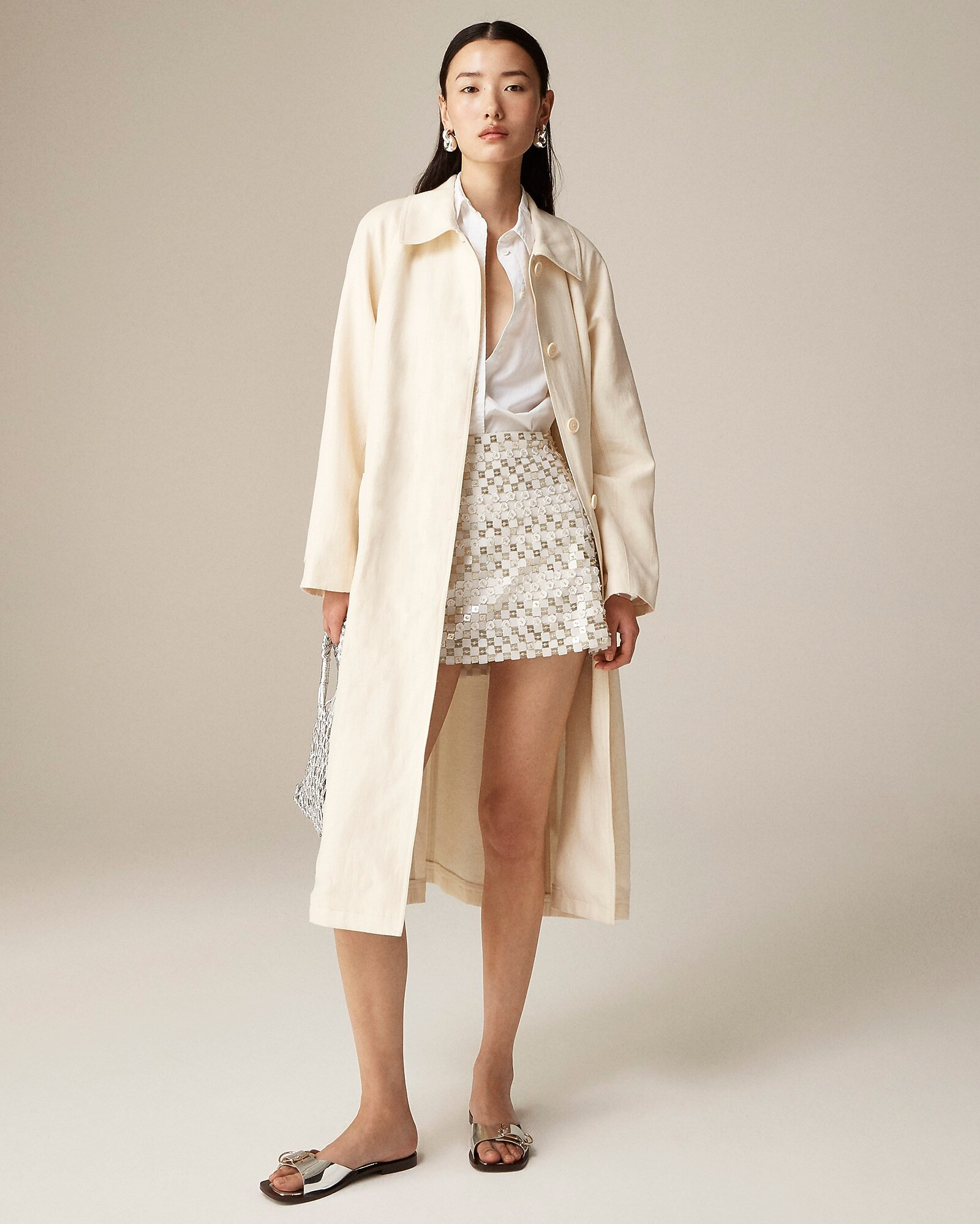 Collection lightweight trench coat in linen-cupro blend | J. Crew US