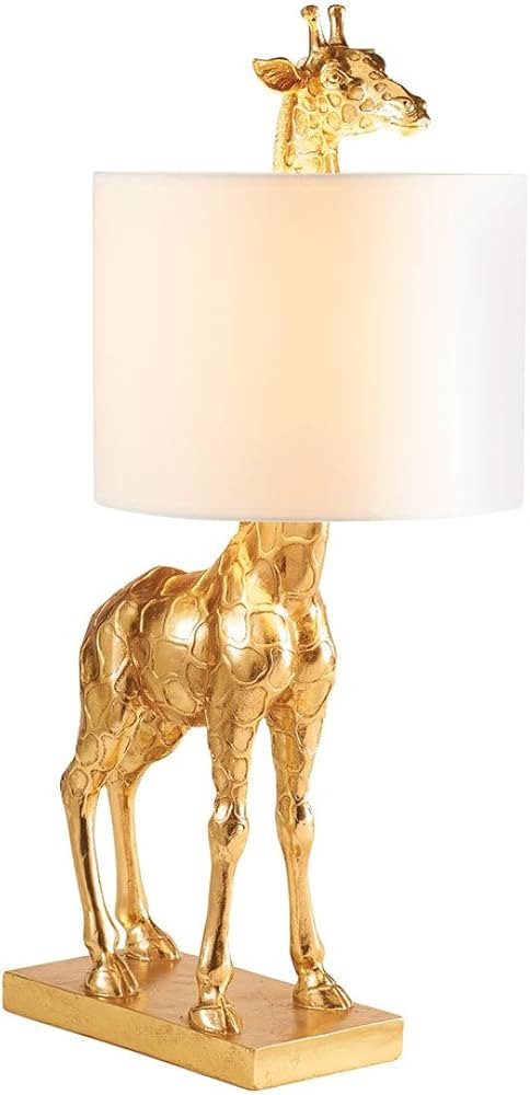 Creative Co-Op Gold Giraffe Lamp with Linen Shade | Amazon (US)