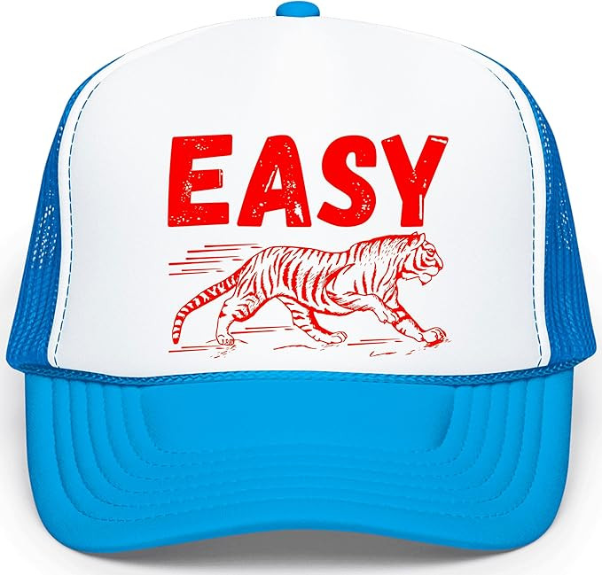 Amazon.com: Easy Tiger Red Trucker Hat Funny Tiger Graphic Adult Foam Front Classic 5 Panel Mesh ... | Amazon (US)