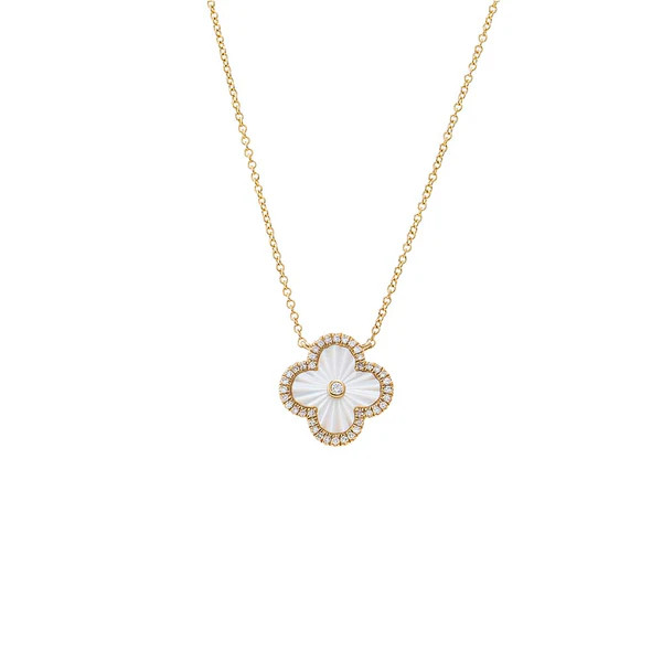 Diamond Pave Outline Colored Stone Pendant Necklace 14K | Adina Eden
