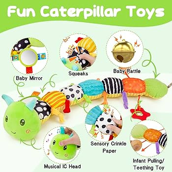 Baby Sensory Toy 0-3 Month Music Animal Stuffed Plush Caterpillar Toy for Infant 0-3-6 Month Tumm... | Amazon (US)