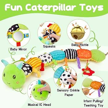 Baby Sensory Toy 0-3 Month Music Animal Stuffed Plush Caterpillar Toy for Infant 0-3-6 Month Tumm... | Amazon (US)