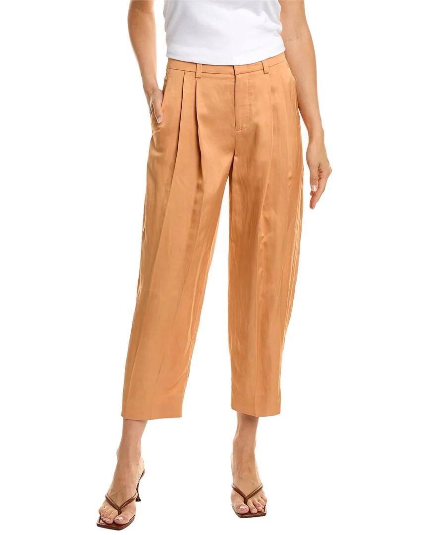 Vince Pleated Linen-Blend Tapered Pant | Shop Simon