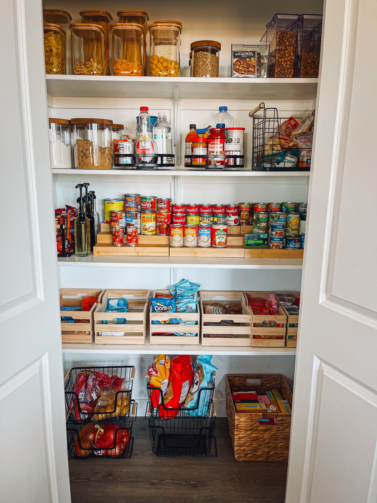 If you're wanting to get organized, I'll save you three weeks of looking for the perfect pantry organization items! Everything is from #target except the cereal boxes and all is glass, bamboo, wire or woven EXCEPT the cereal containers! #pantry #organization #closet #kitchen #organize #kitchenpantry #newhouse 

#LTKHome #LTKFamily #LTKSpringSale