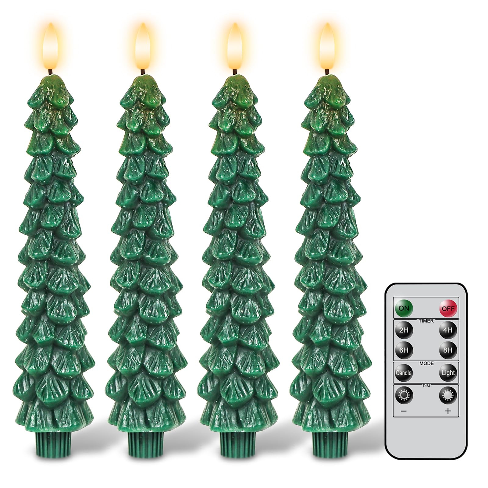GenSwin Christmas Tree Flameless Taper Candles with Remote Timer, Christmas LED Taper Candles wit... | Amazon (US)