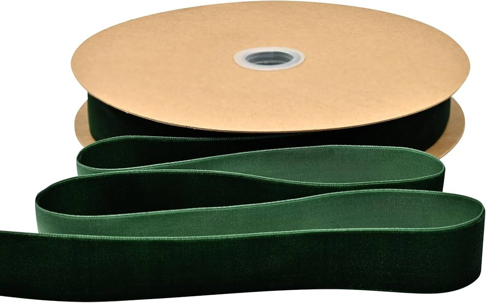 Simplegoal Forest Green Velvet Ribbon 1 inch × 25 Yards for Christmas Wreath Bow DIY Sewing Proj... | Amazon (US)