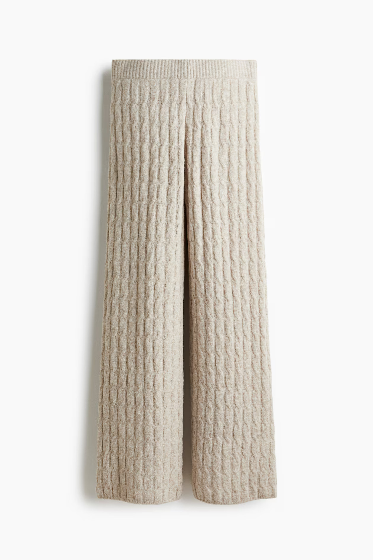Cable-knit trousers - Dark beige - Ladies | H&M GB | H&M (UK, MY, IN, SG, PH, TW, HK)