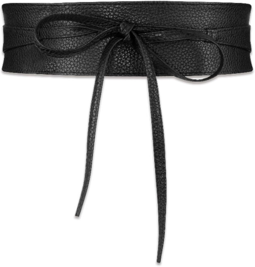 NUMJAW Obi Belts for Women Faux Leather Wrap Belts Waisband Belts for Women Tie Belt for Dresses ... | Amazon (US)