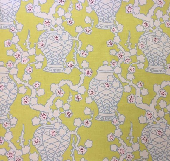 Cachepot - Chartreuse - P Kaufmann - Pete - Yellow - Light Blue - Purple Floral - Upholstery Fabric  | Etsy (US)