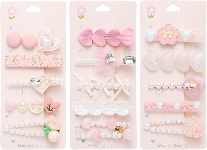 3 pack Hair Clips for Girl and Women 2.36 inch Fashion Hair Clips Set Pearl Acrylic Resin Hair Ac... | Amazon (US)