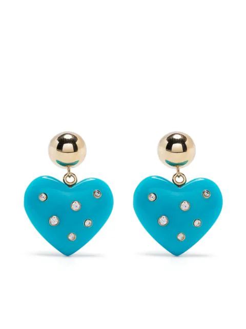 crystal-heart drop earrings | Farfetch Global