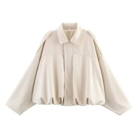 OBEEII Womens Coats Long Sleeve Bomber Jackets Solid Color Motorcycle Outerwear Fall Winter Cropped Coat Ladies Clothes | Walmart (US)