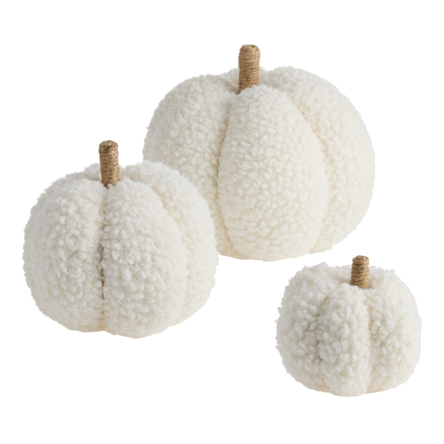 White Boucle Fabric Pumpkin Décor | World Market