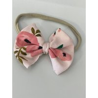 Pink Baby Bow, Stretchy Headband Baby, Pink Headband, Floral Bow | Etsy (US)