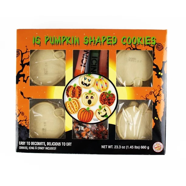 Create A Treat Pumpkin Shaped Cookie Decorating Kit, 23.3 oz, 16 Count | Walmart (US)