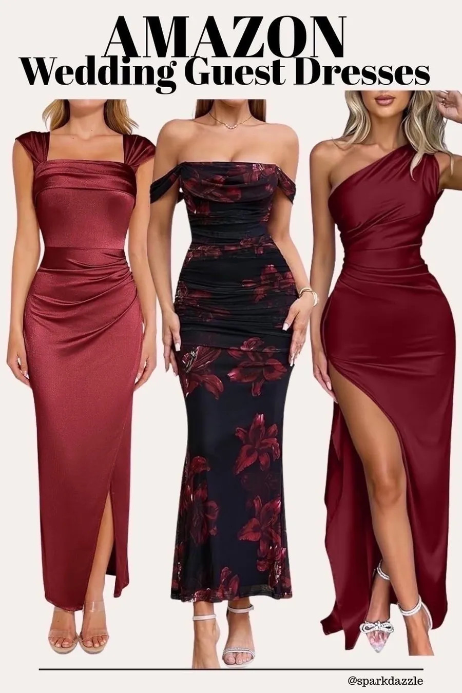 AMAZON Formal Wedding Guest Dresses ❤️ Elegant & Affordable Finds Looking for the perfect formal wedding guest dress without spending designer prices? These stunning Amazon finds are giving elegant, elevated, and wedding-ready. From deep burgundy satin to romantic off-shoulder florals and dramatic high-slit silhouettes, these dresses are perfect for fall and winter weddings, black-tie events, and formal celebrations. Save this for your next RSVP moment 💃✨ #FormalWeddingGuestDress #AmazonFashionFinds #WeddingGuestStyle #FallWeddingGuest #BlackTieWedding