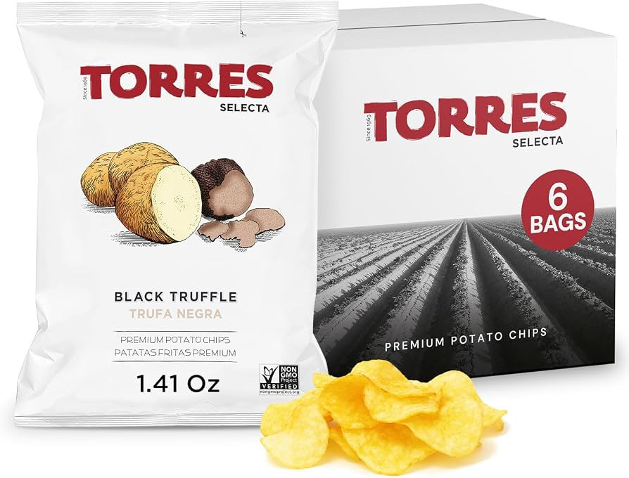 TORRES Selecta Black Truffle Gourmet Potato Chips - Snack Size Small Batch Artisan Kettle Chips -... | Amazon (US)