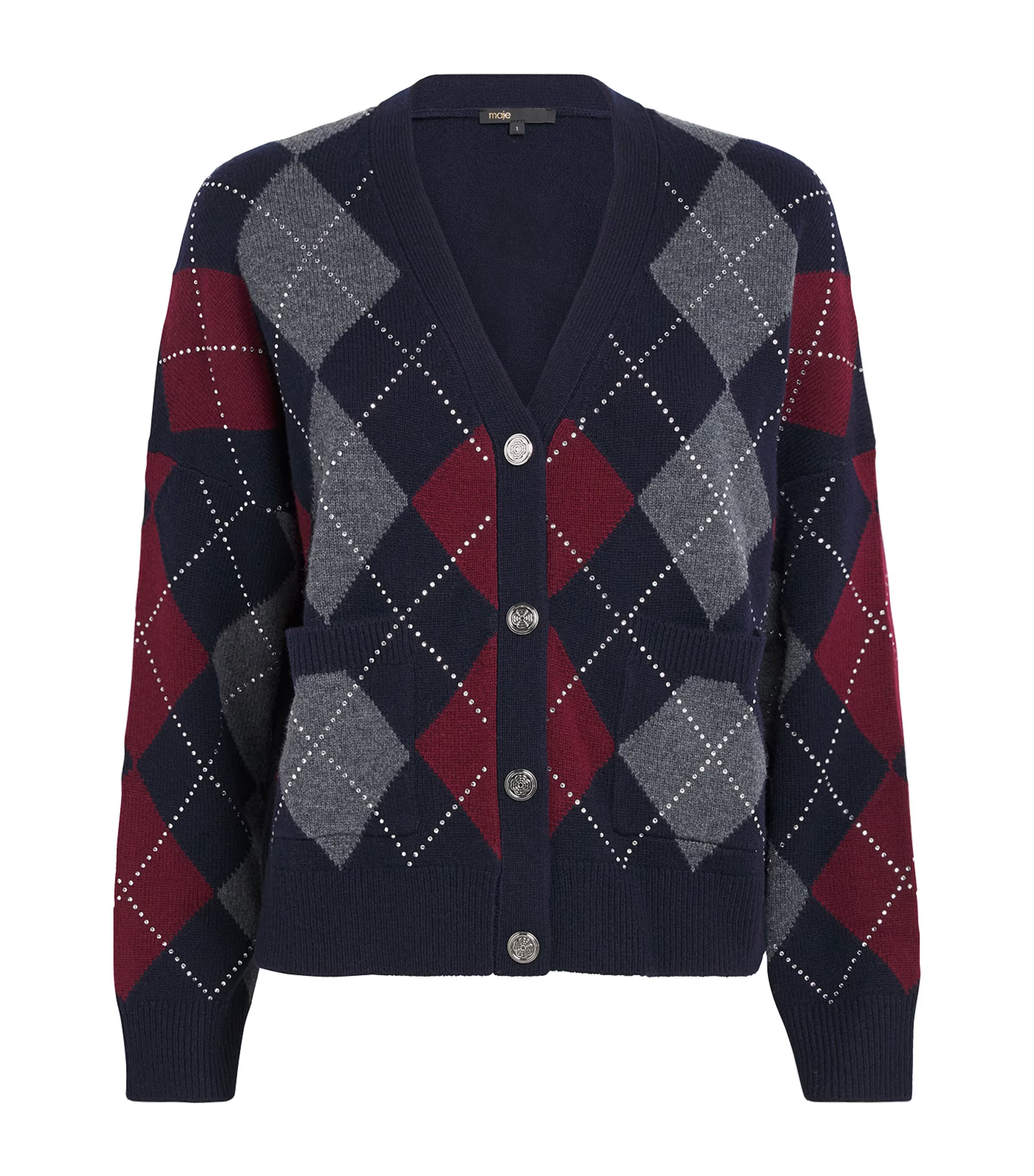 Maje Wool Argyle Cardigan | Harrods (US)