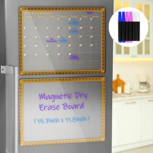 AITEE Acrylic Magnetic Calendar for Fridge, Clear Set of 2 Dry Erase Board Calendar and Memo for ... | Amazon (US)