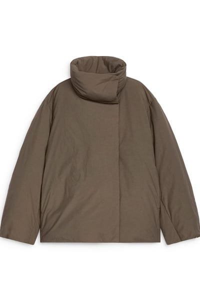 Upcycled Down High-Collar Jacket – Dark Mole – ARKET GB | Arket UK