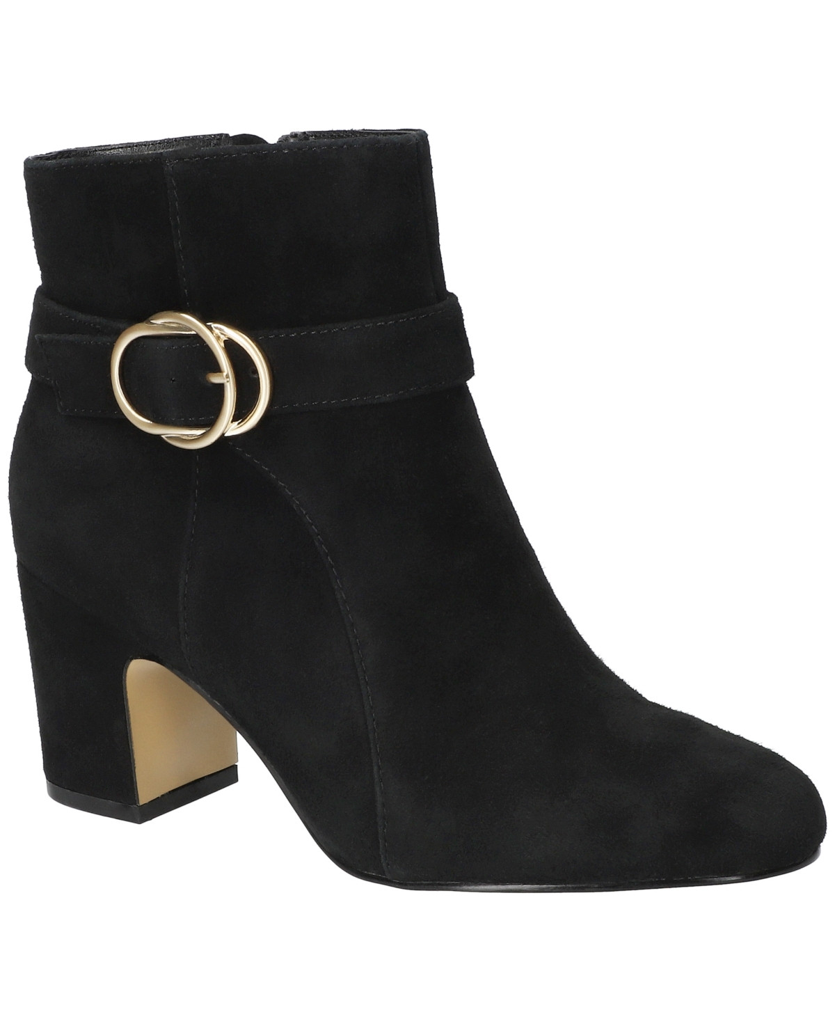 Bella Vita Women's Gamela Dress Block Heel Ankle Booties - Black Kid Suede Leather | Macy's