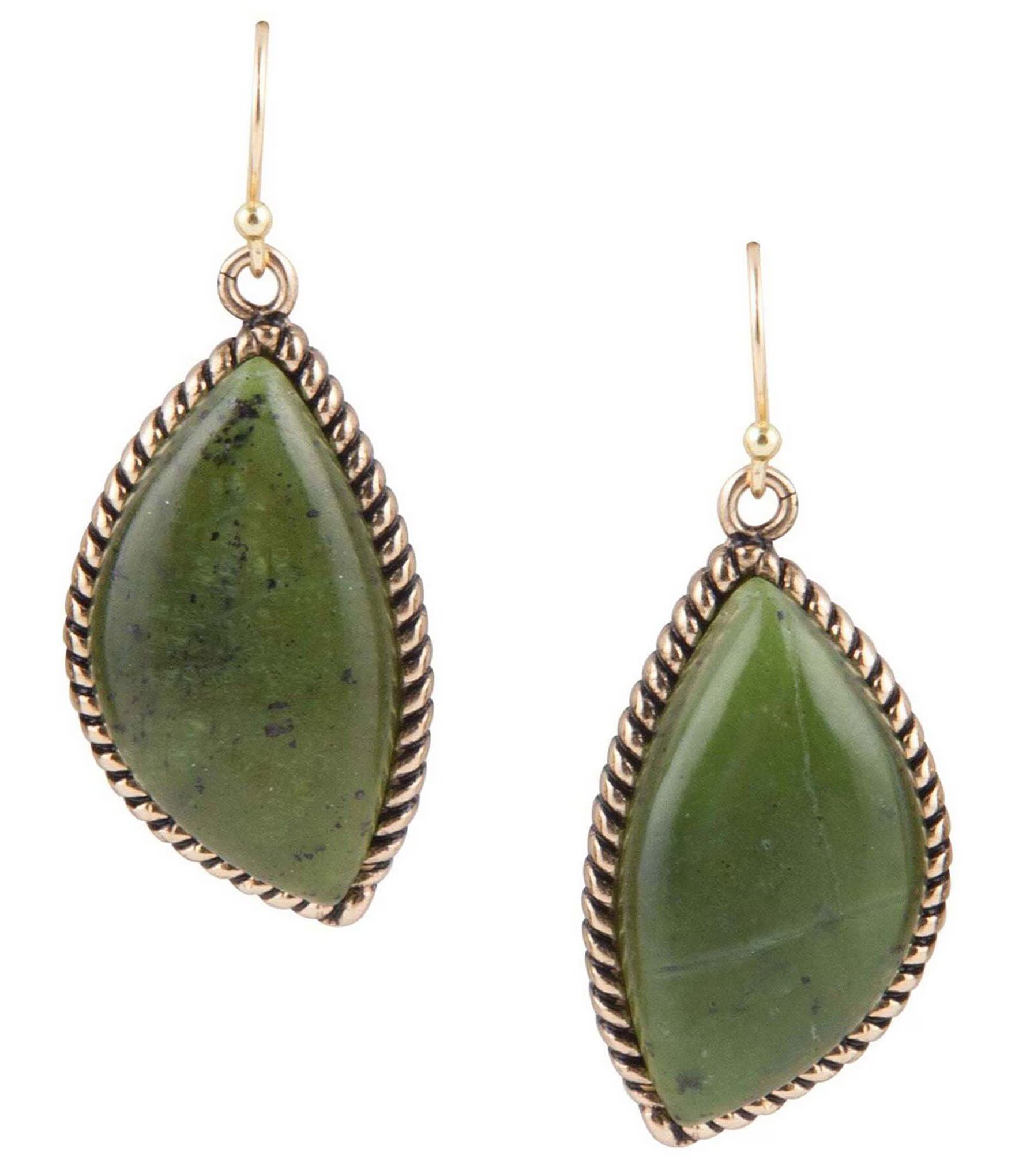 Barse Bronze and Genuine Canadian Jade Stone Drop Earrings | Dillard's | Dillard's