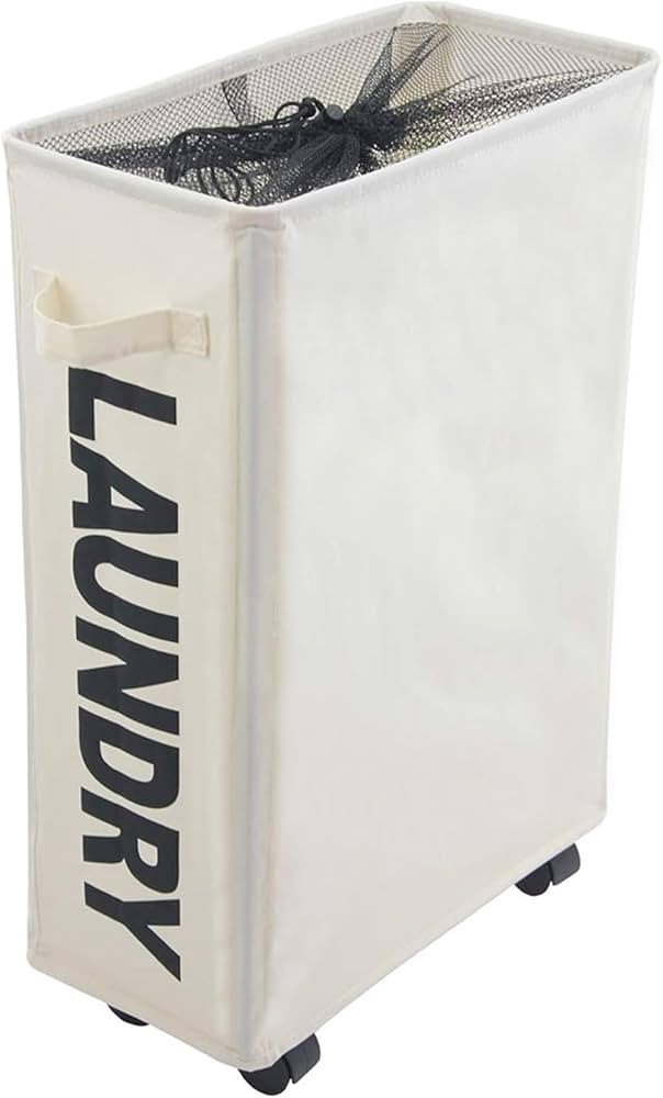 Mziart 22" Rolling Slim Laundry Basket with Stand Foldable Waterproof Sorter and Organizer on Whe... | Amazon (US)