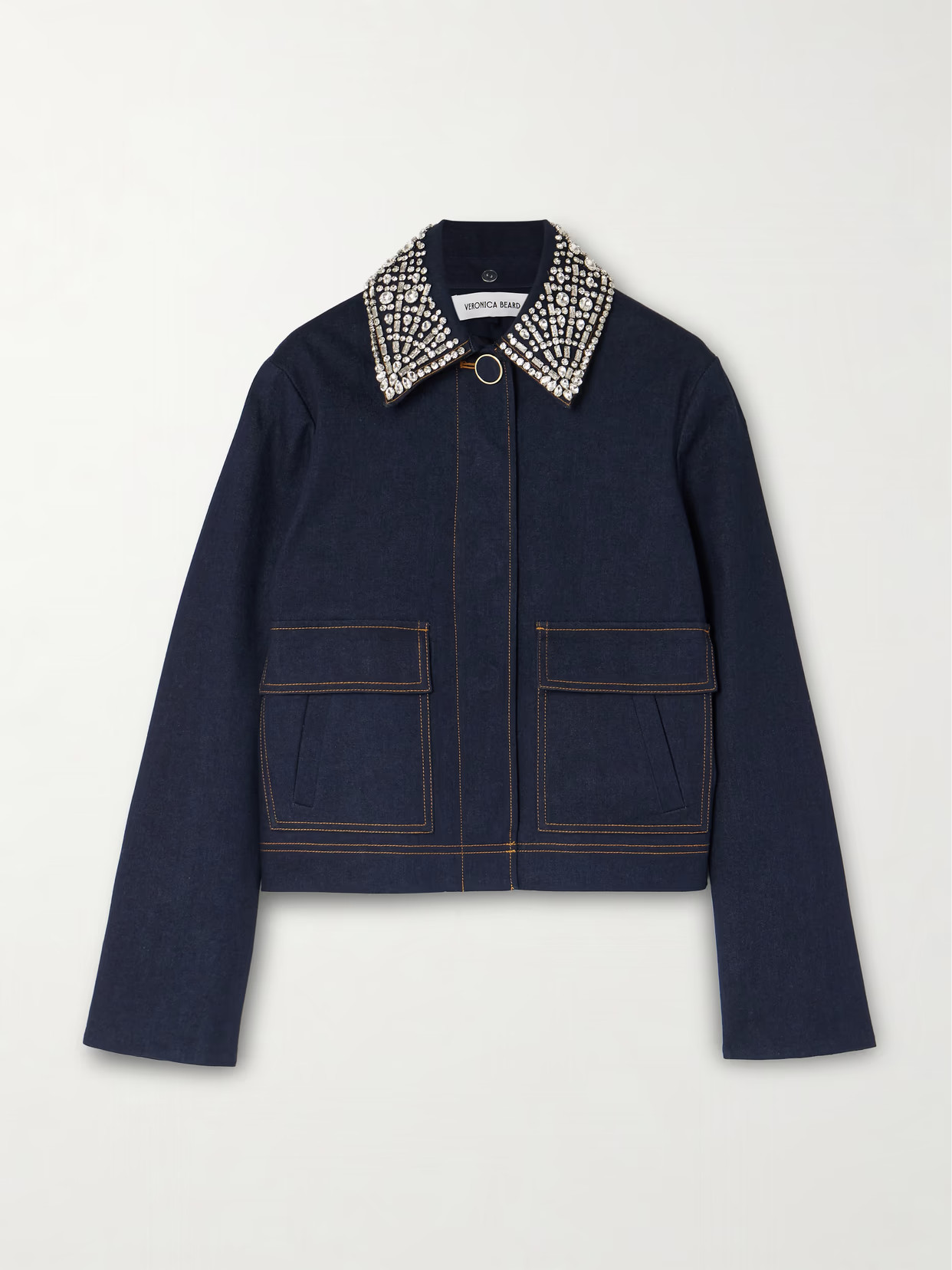 Veronica Beard - Barrington Crystal-embellished Denim Jacket - Blue | NET-A-PORTER (US)