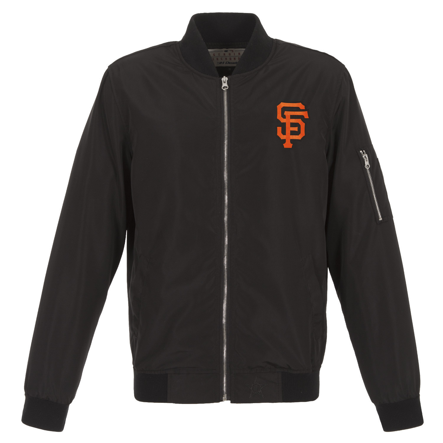Men's JH Design Black San Francisco Giants Lightweight Nylon Bomber Jacket | Fanatics