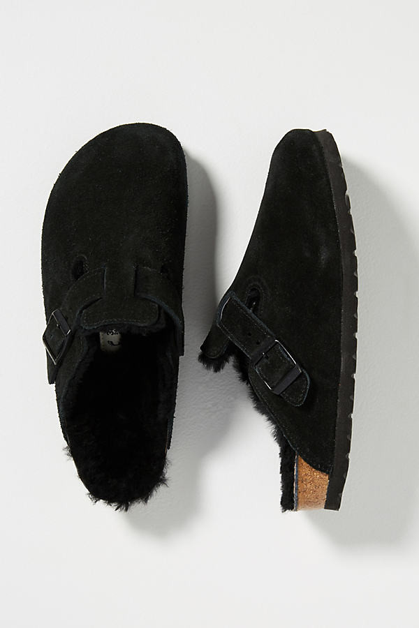 Birkenstock Shearling-Lined Boston Clogs By Birkenstock in Black Size 42 | Anthropologie (US)
