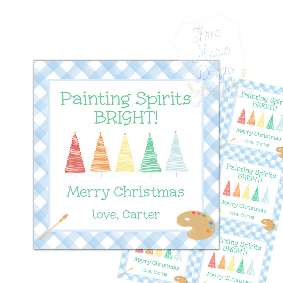 Christmas Tree Paint Gift Tag | Painting Spirits Bright Gift Tag | Daycare Christmas Gift | Self-... | Etsy (US)