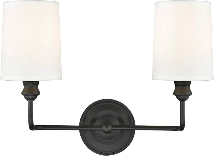 ML Lighting | Leena Collection | 99802-MB | Indoor 2 Light Vanity in Matte Black with White Fabri... | Amazon (US)