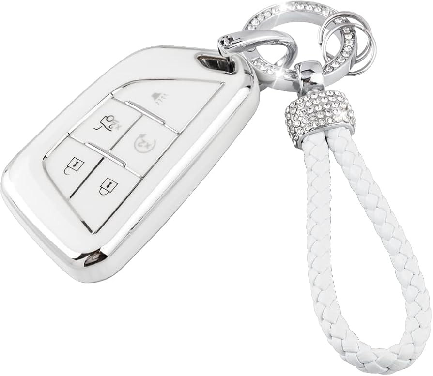UHONSN for Cadillac Key Fob Cover White Compatible with 2020 up ATS CT5 CT6 XT4 XT5 XTS 5/6 Butto... | Amazon (US)
