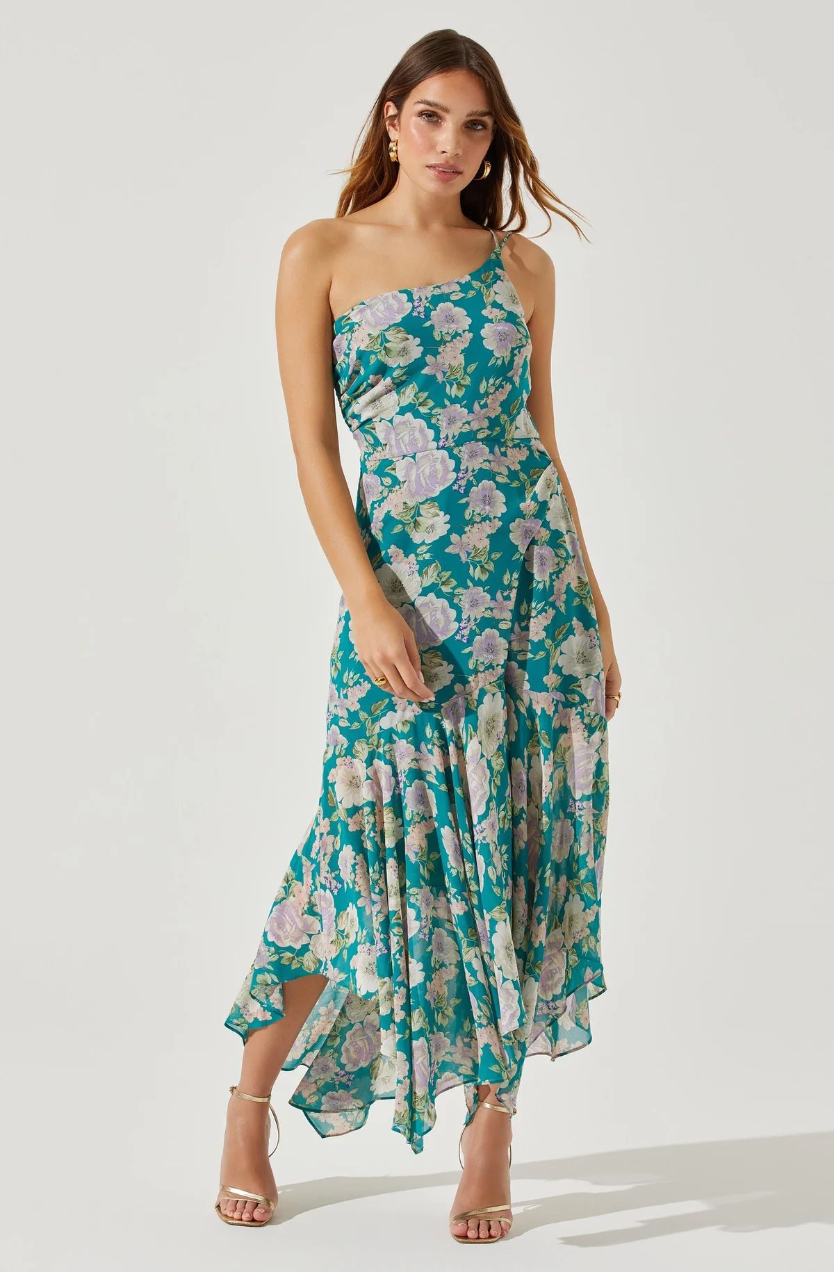 Emmylou Floral One Shoulder Midi Dress | ASTR The Label (US)
